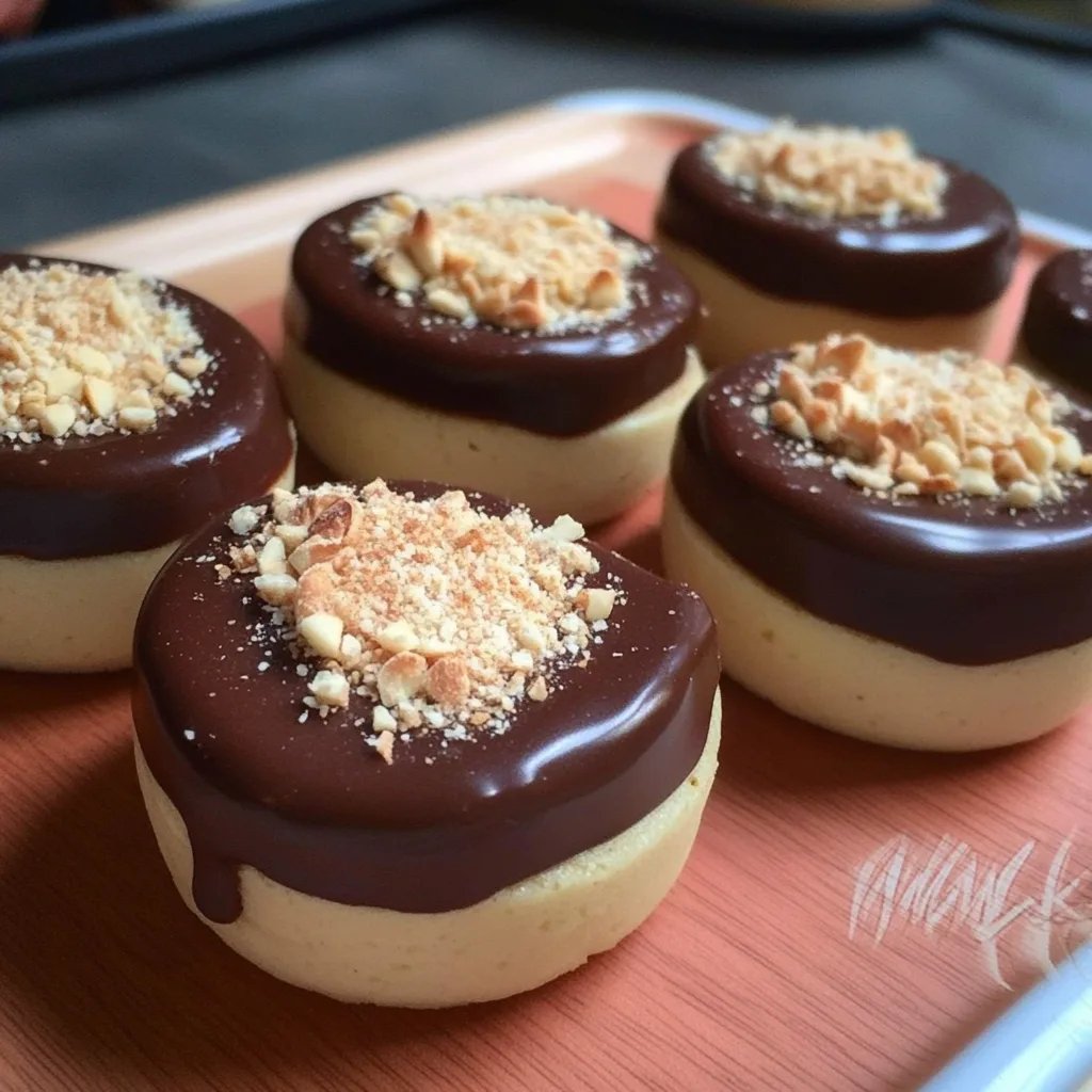 Feine ovale Puddingplätzchen mit Marmelade, Schokolade und Nüssen