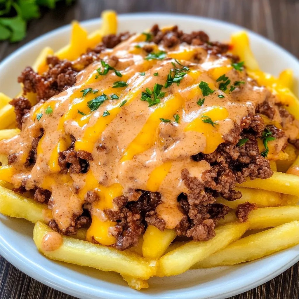 Loaded Fries mit Hackfleisch und Cheddar