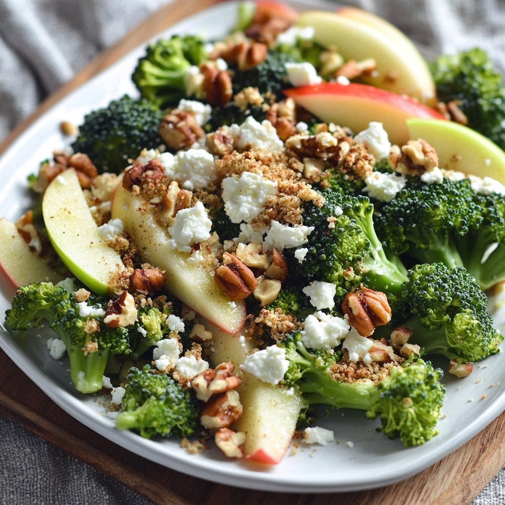 Brokkoli-Salat mit Äpfeln, Nüssen & Feta – Knackig & frisch