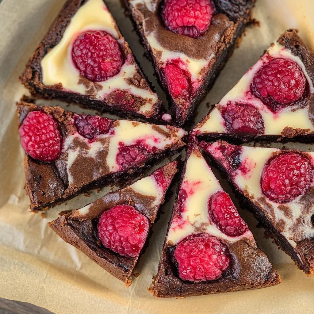 Cheesecake-Brownies mit Himbeeren