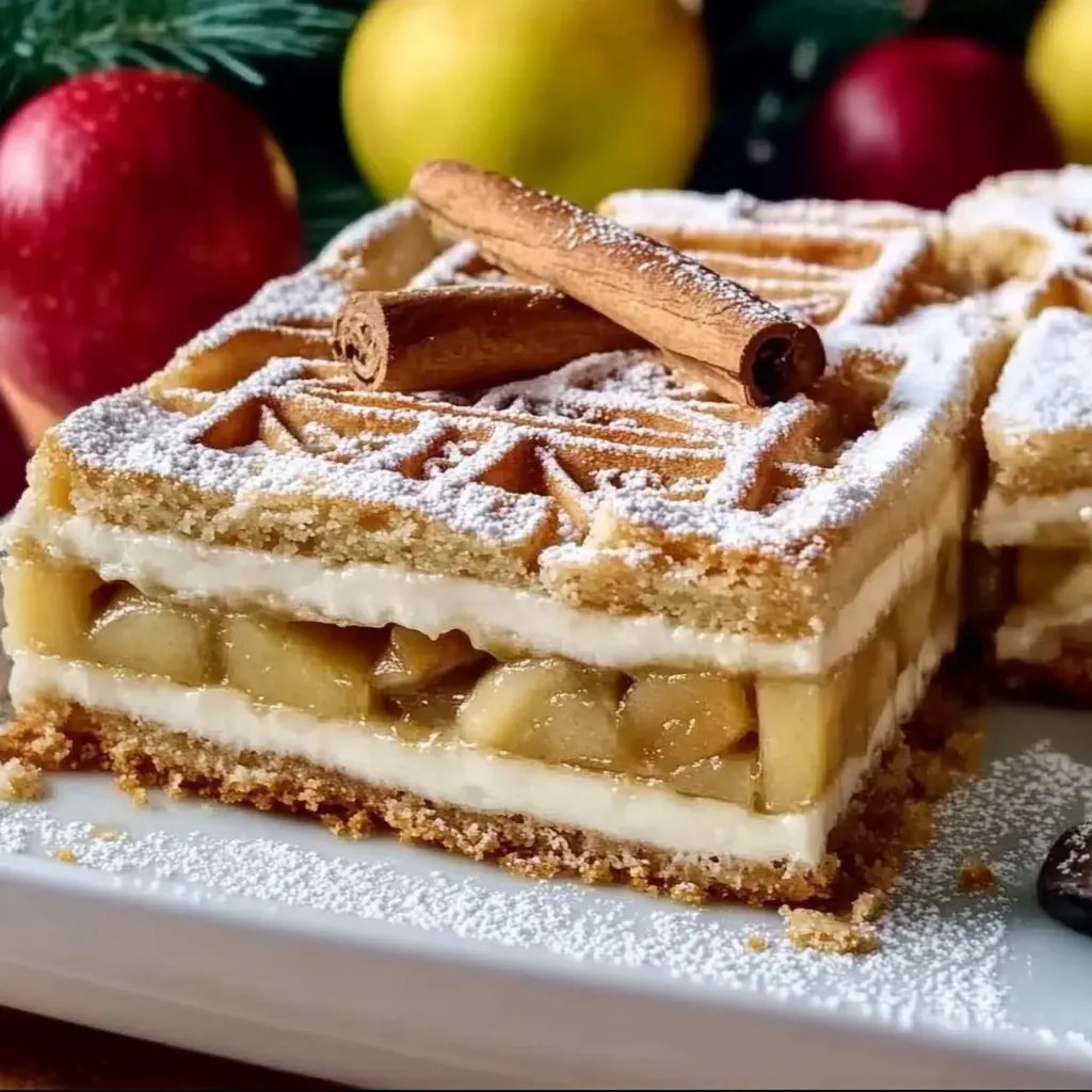 Spekulatius-Apfelkuchen auf einem Backblech